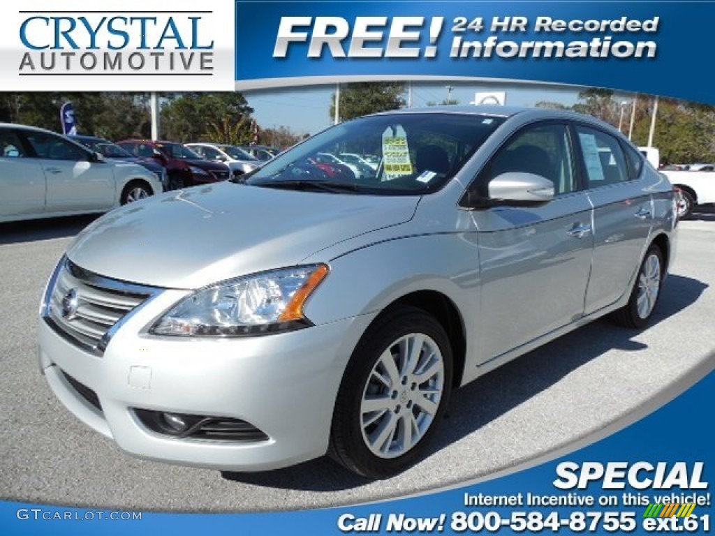 2013 Sentra SL - Brilliant Silver Metallic / Charcoal photo #1