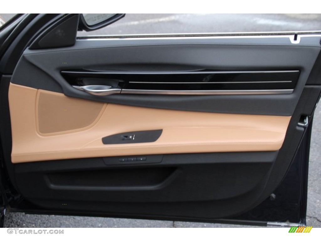 2013 BMW 7 Series 750i xDrive Sedan Saddle/Black Door Panel Photo #89083808