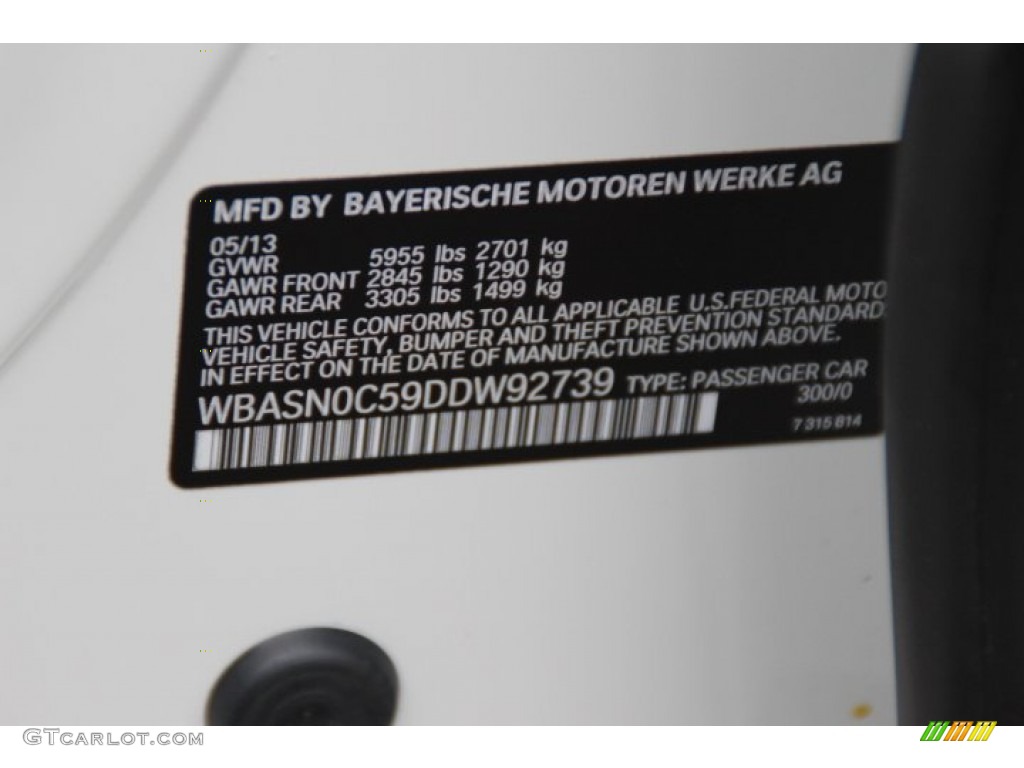2013 BMW 5 Series 550i Gran Turismo Color Code Photos