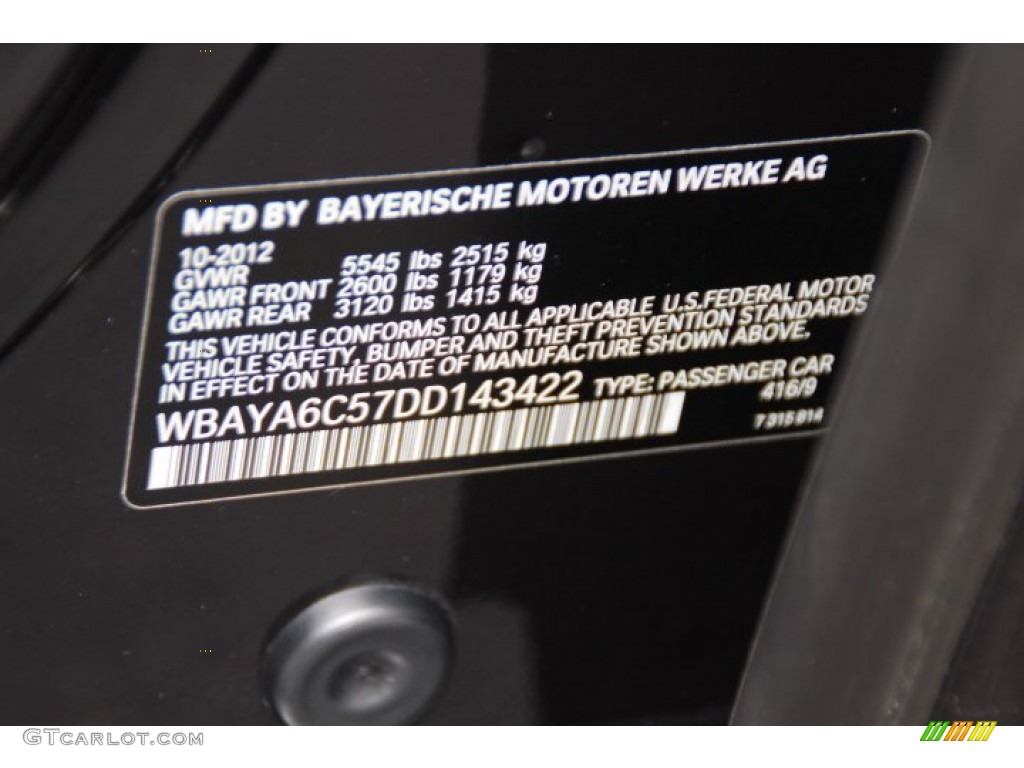 2013 BMW 7 Series 740i Sedan Color Code Photos