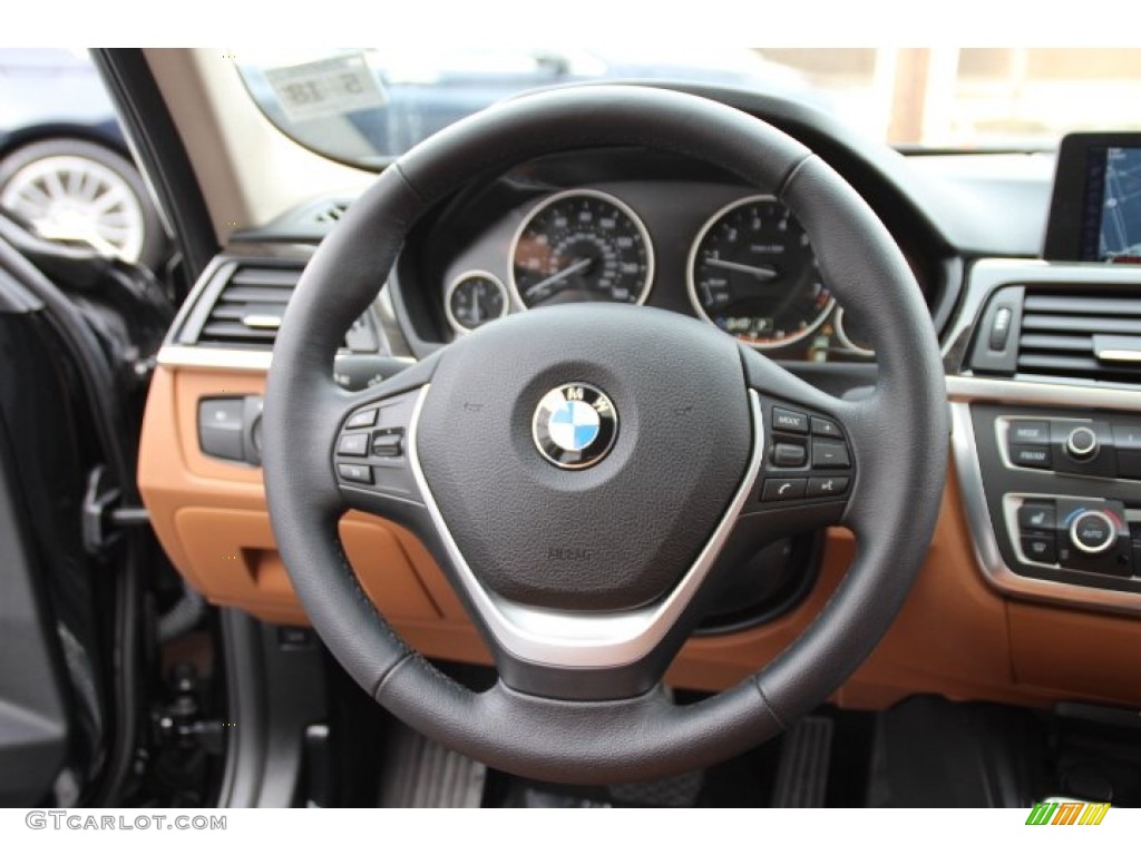 2013 BMW 3 Series 328i xDrive Sedan Saddle Brown Steering Wheel Photo #89094839