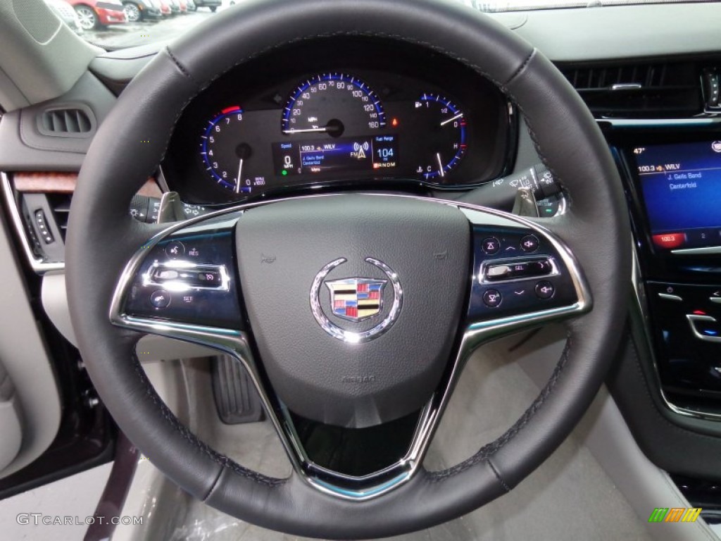 2014 Cadillac CTS Sedan Medium Titanium/Jet Black Steering Wheel Photo #89102525