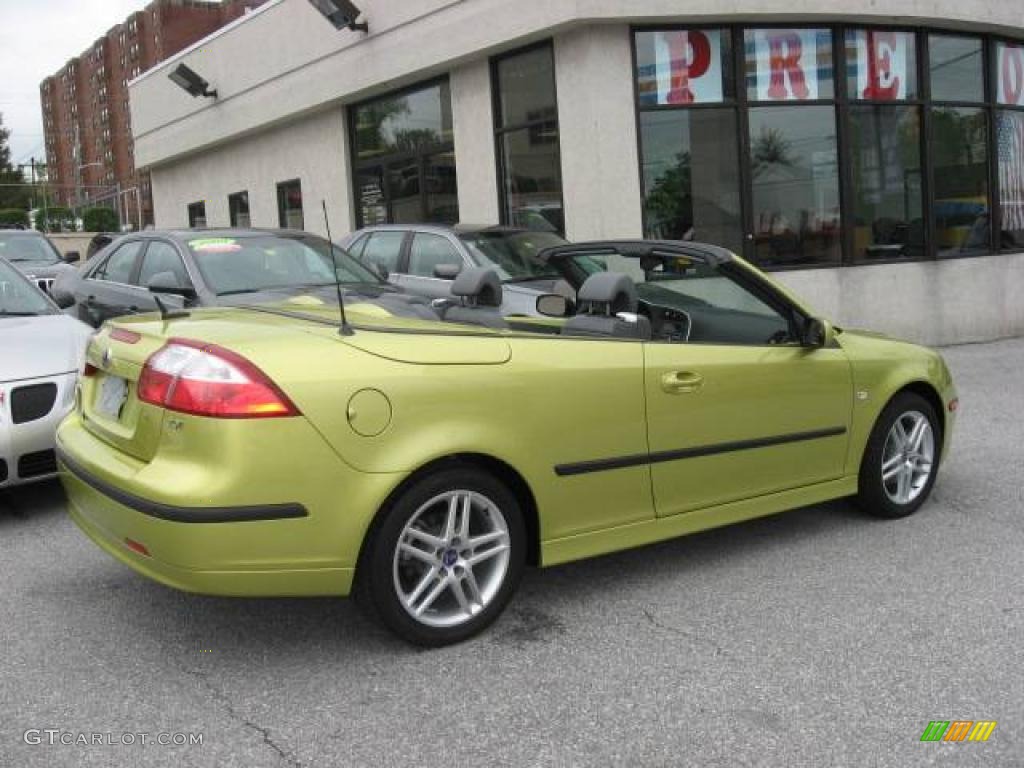 2007 9-3 2.0T Convertible - Lime Yellow Metallic / Gray photo #11