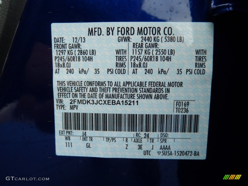 2014 Edge Color Code J4 for Deep Impact Blue Photo #89130137