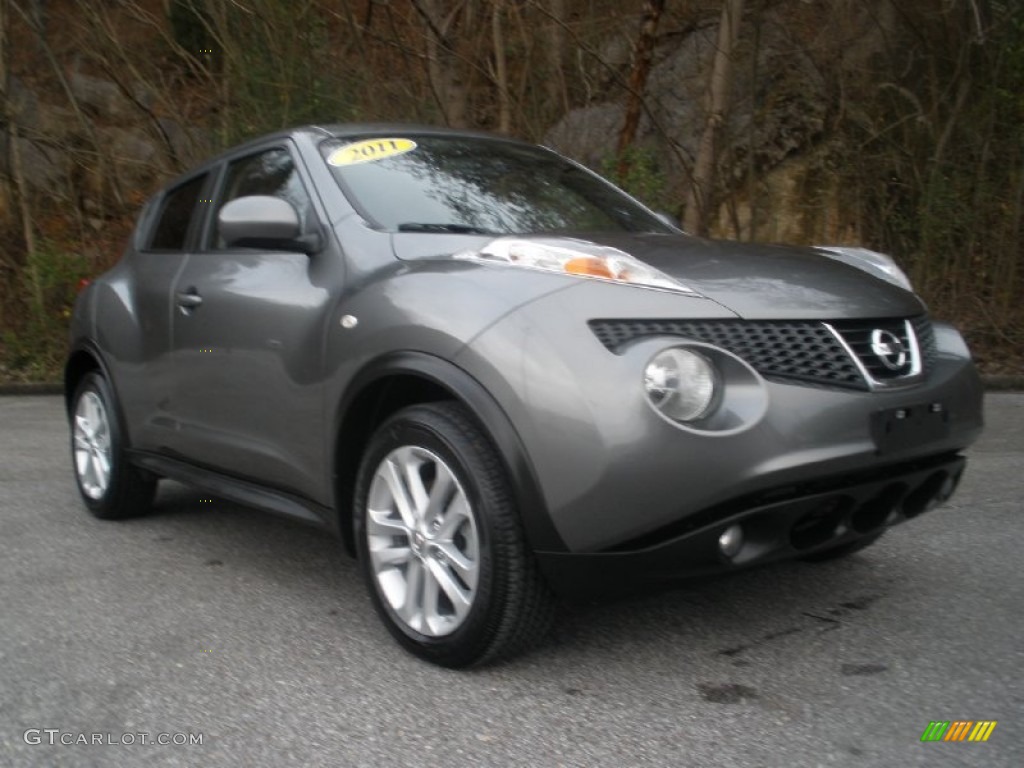 2011 Juke SL - Gun Metallic / Black/Red w/Red Trim photo #1