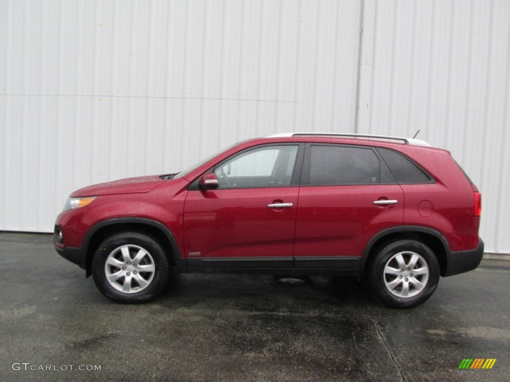 2011 Sorento LX AWD - Spicy Red / Gray photo #2