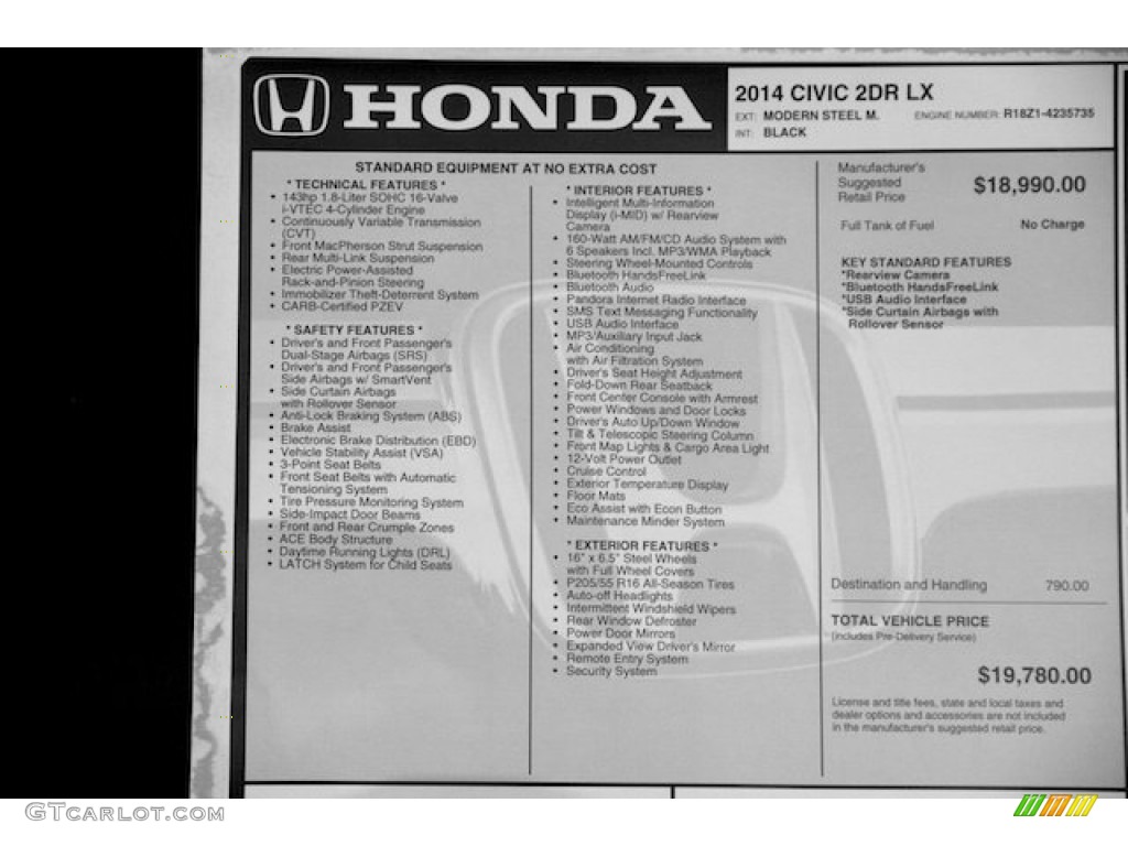 2014 Honda Civic LX Coupe Window Sticker Photo #89134187