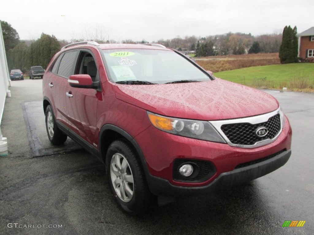 2011 Sorento LX AWD - Spicy Red / Gray photo #7