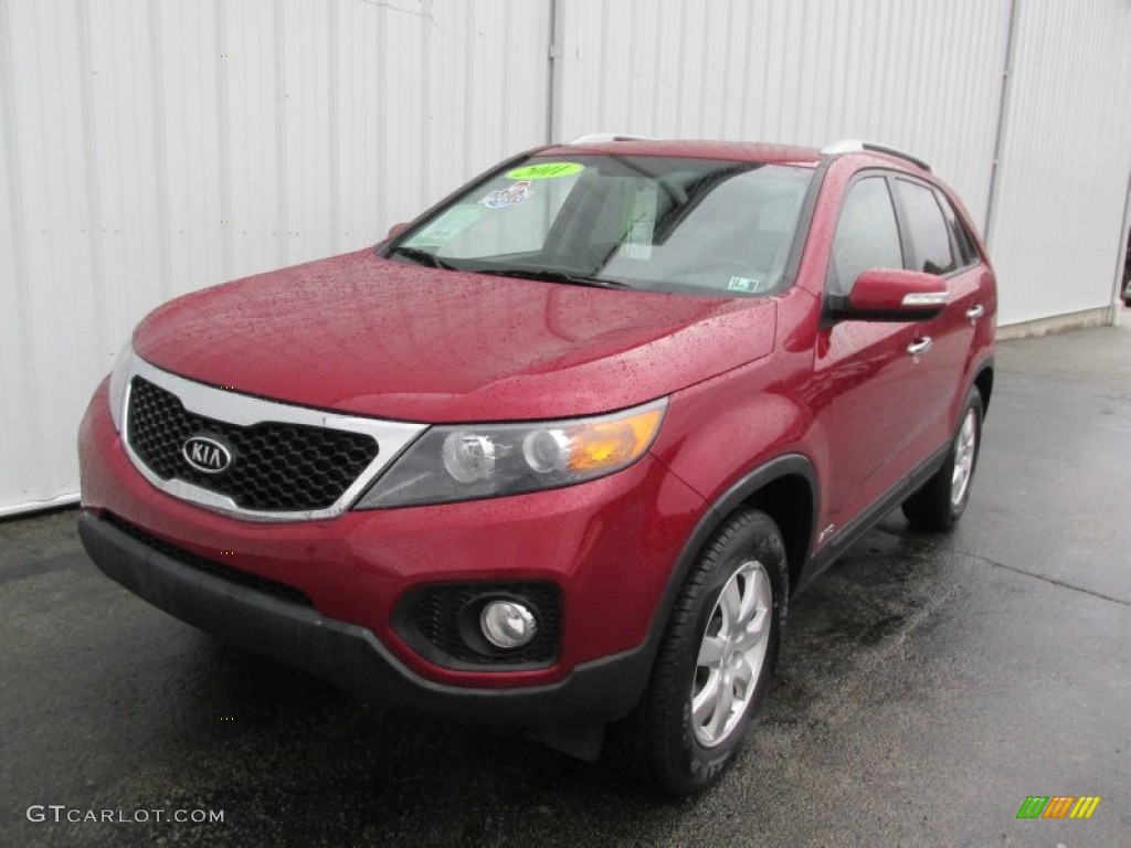 2011 Sorento LX AWD - Spicy Red / Gray photo #9