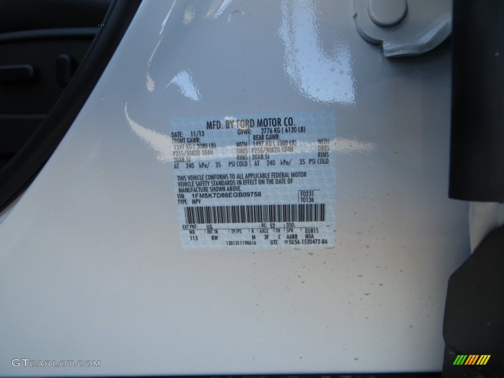 2014 Explorer XLT - White Platinum / Charcoal Black photo #40