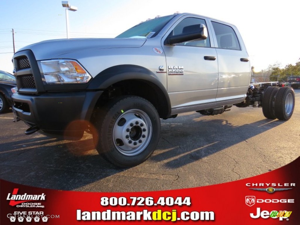 2014 5500 SLT Crew Cab 4x4 Chassis - Bright Silver Metallic / Black/Diesel Gray photo #1