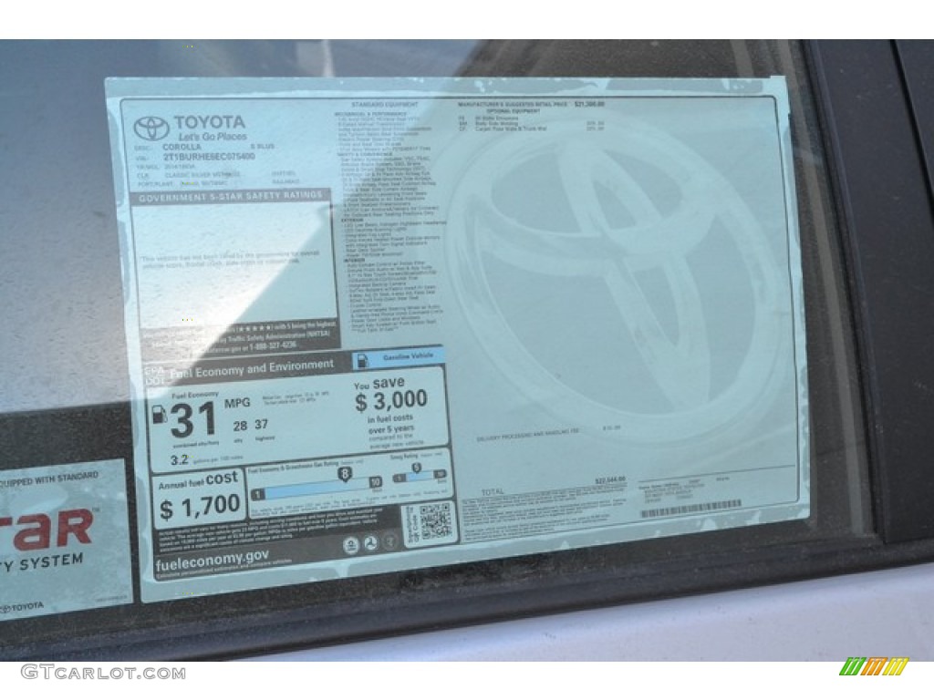 2014 Toyota Corolla S Window Sticker Photo #89146953