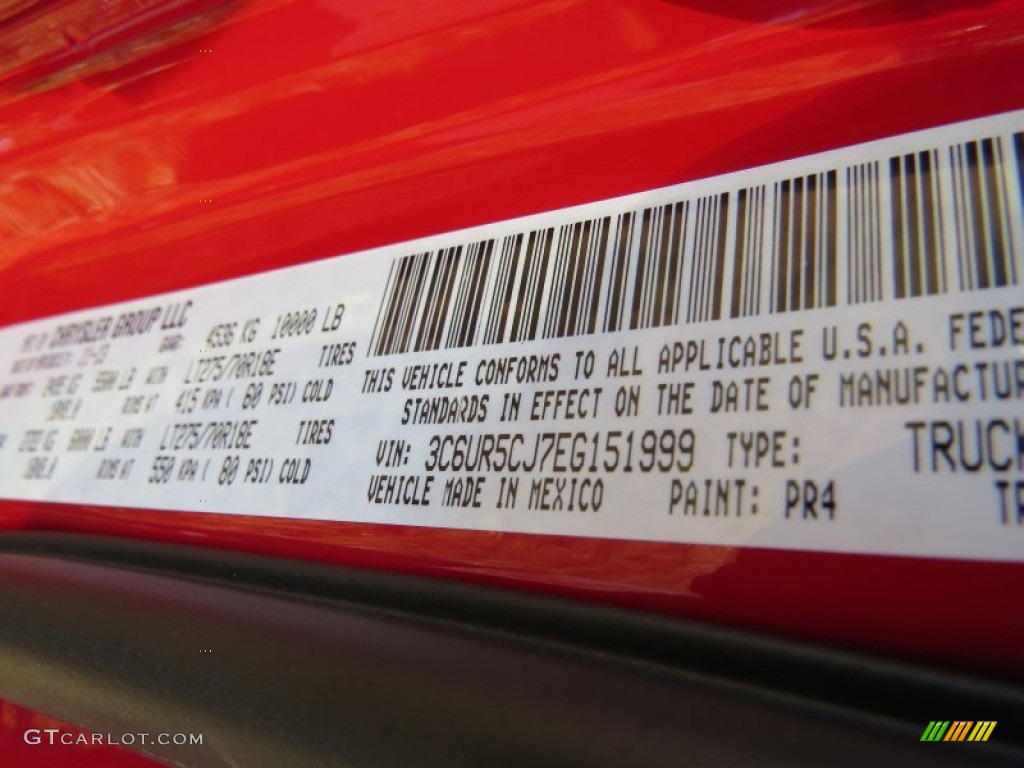 2014 2500 Color Code PR4 for Flame Red Photo #89147980