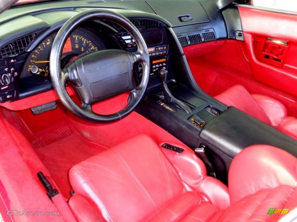 Red Interior 1992 Chevrolet Corvette Convertible Photo #89171578