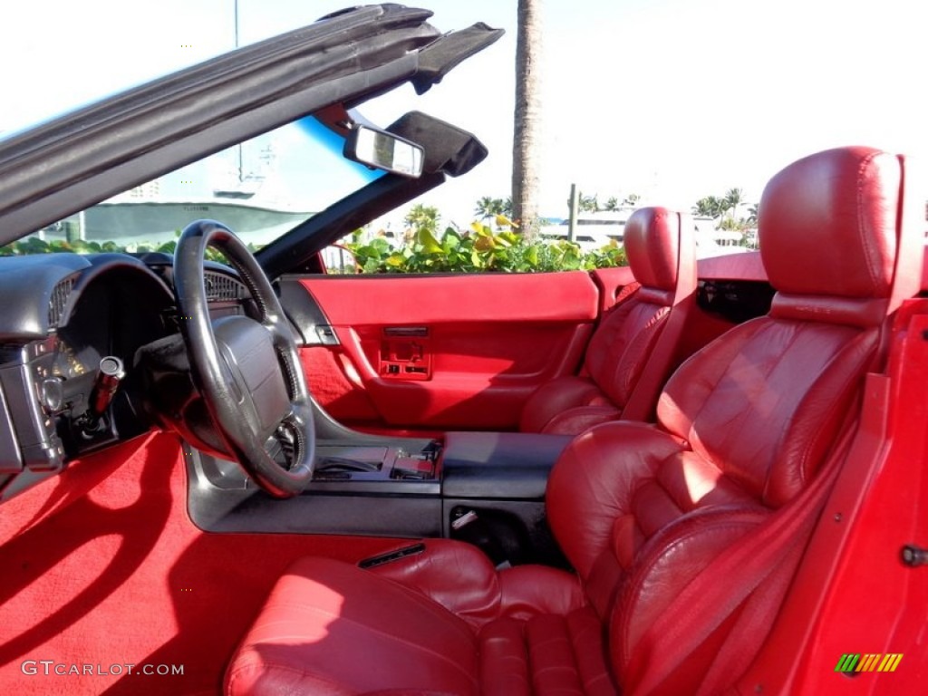 Red Interior 1992 Chevrolet Corvette Convertible Photo #89171716