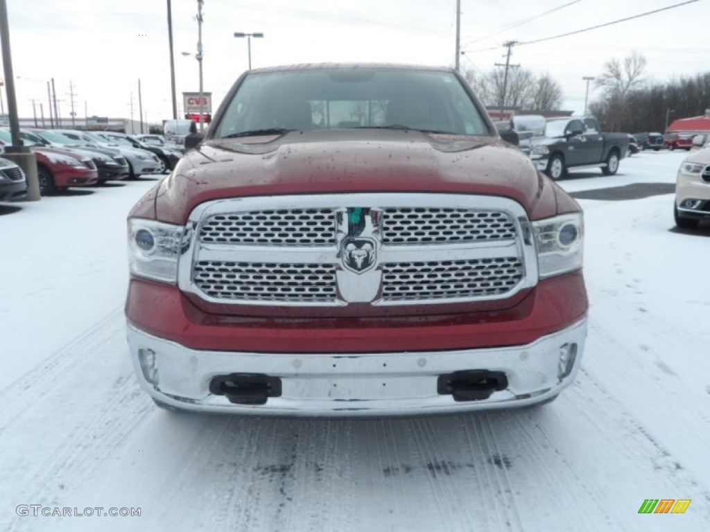 2014 1500 Laramie Crew Cab 4x4 - Deep Cherry Red Crystal Pearl / Canyon Brown/Light Frost Beige photo #2