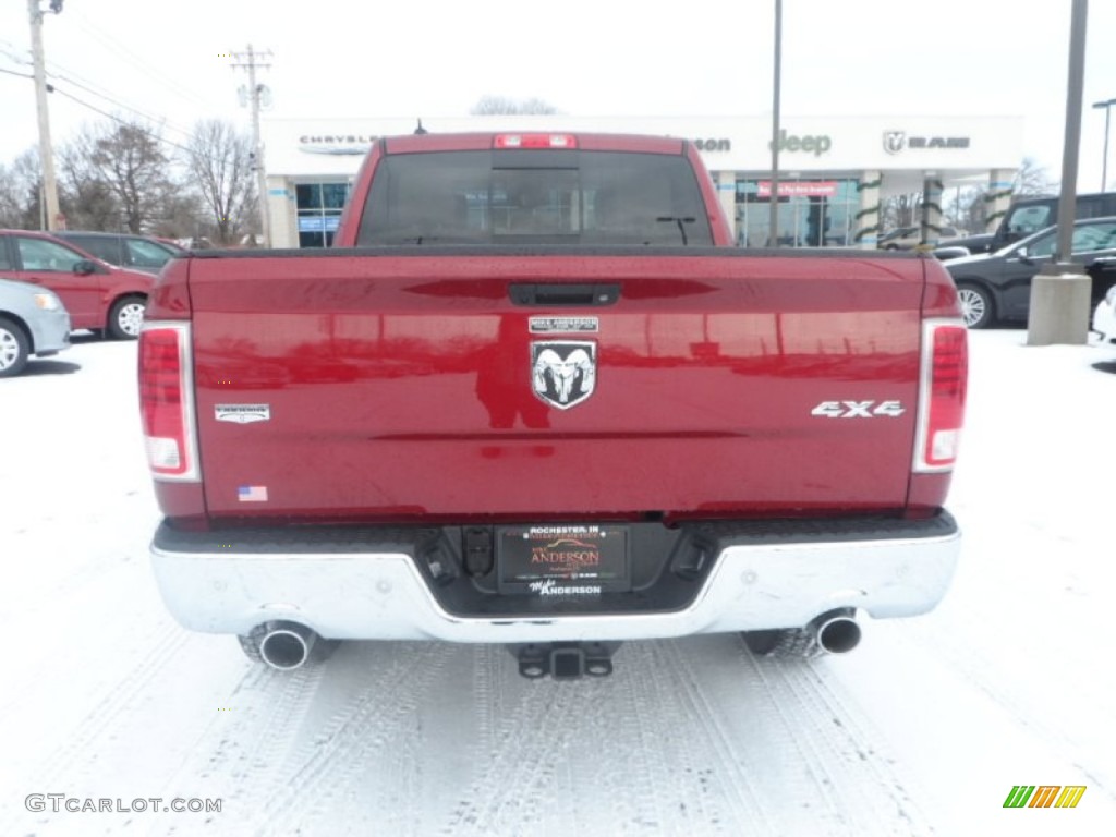 2014 1500 Laramie Crew Cab 4x4 - Deep Cherry Red Crystal Pearl / Canyon Brown/Light Frost Beige photo #3
