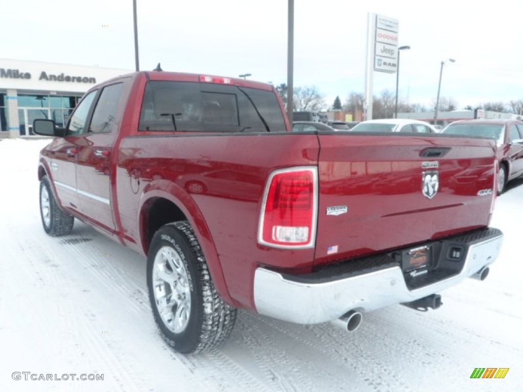 2014 1500 Laramie Crew Cab 4x4 - Deep Cherry Red Crystal Pearl / Canyon Brown/Light Frost Beige photo #4