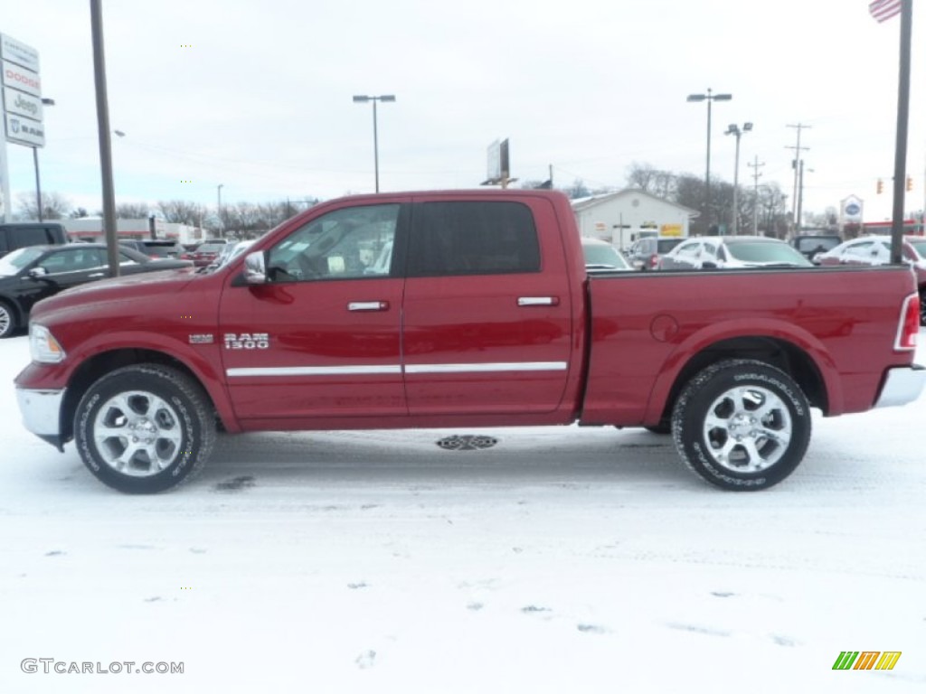2014 1500 Laramie Crew Cab 4x4 - Deep Cherry Red Crystal Pearl / Canyon Brown/Light Frost Beige photo #5