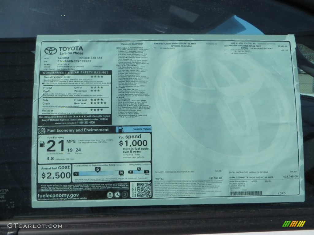 2014 Toyota Tacoma Double Cab Window Sticker Photo #89182648