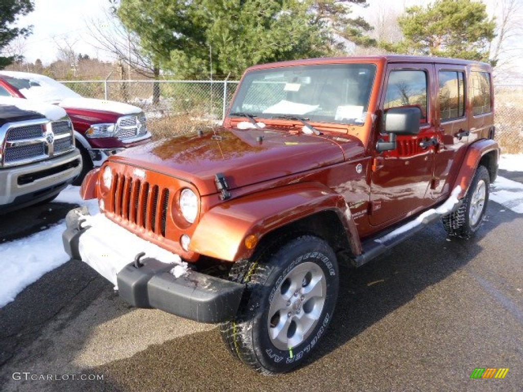 2014 Wrangler Unlimited Sahara 4x4 - Copperhead Pearl / Black photo #2