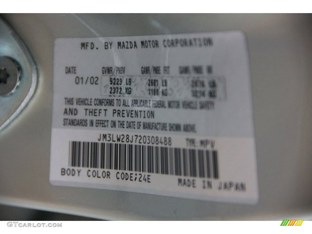 2002 Mazda MPV LX Color Code Photos