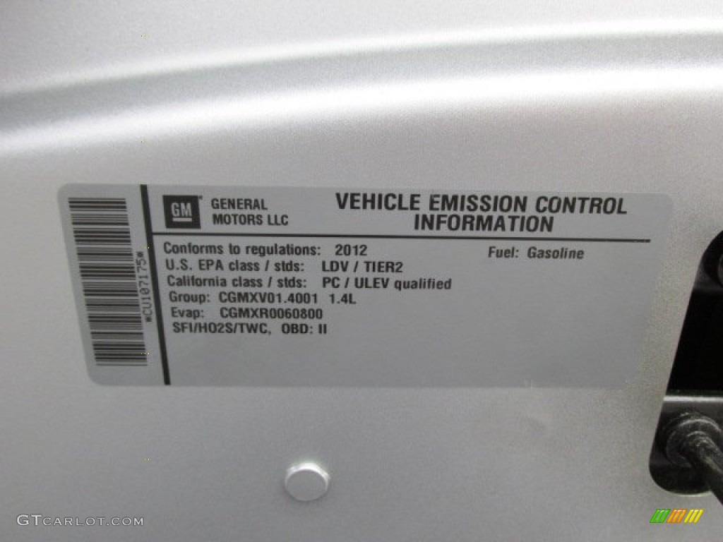 2012 Chevrolet Volt Hatchback Info Tag Photos