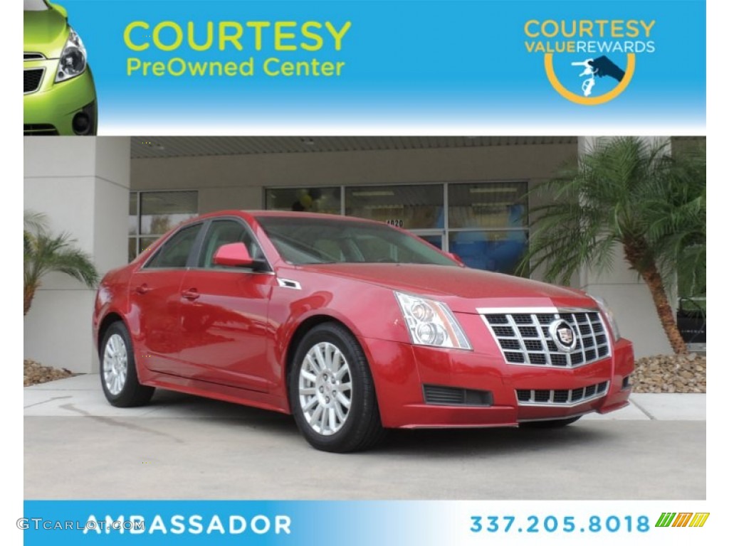 2013 CTS 3.0 Sedan - Crystal Red Tintcoat / Light Titanium/Ebony photo #1