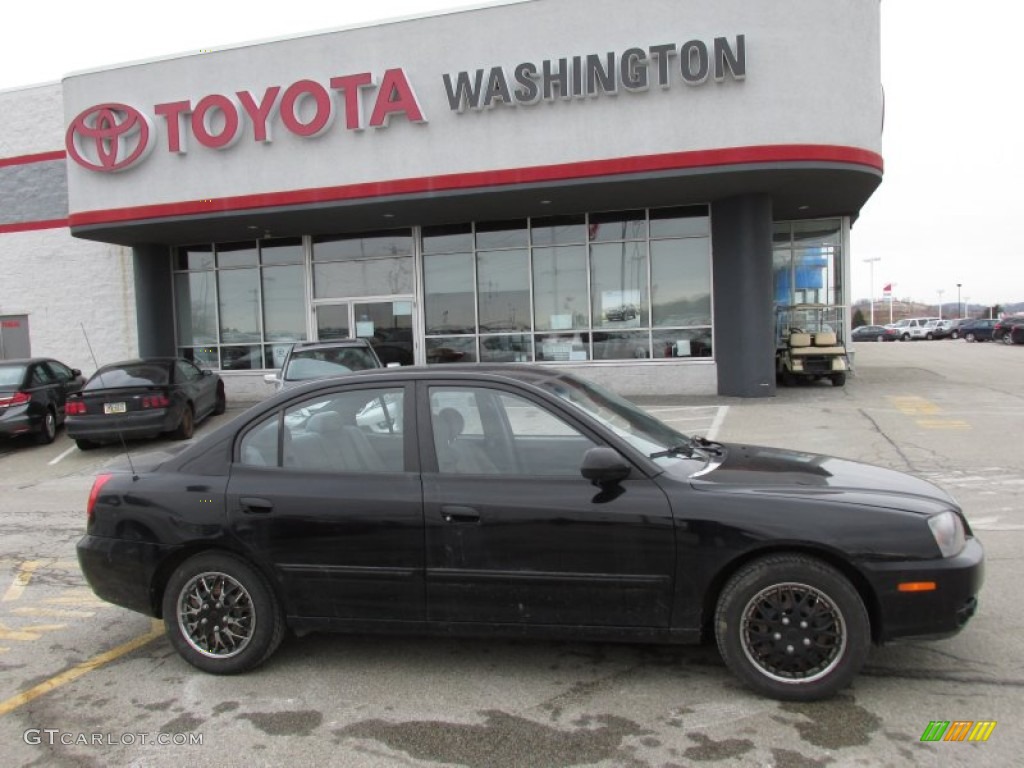 2006 Elantra GLS Sedan - Ebony Black / Gray photo #2