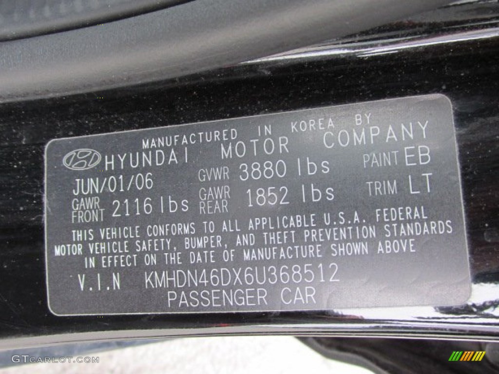 2006 Hyundai Elantra GLS Sedan Color Code Photos