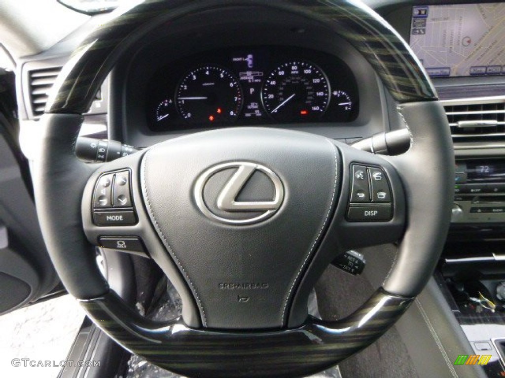 2013 Lexus LS 460 L AWD Black/Shimamoku Espresso Steering Wheel Photo #89220205