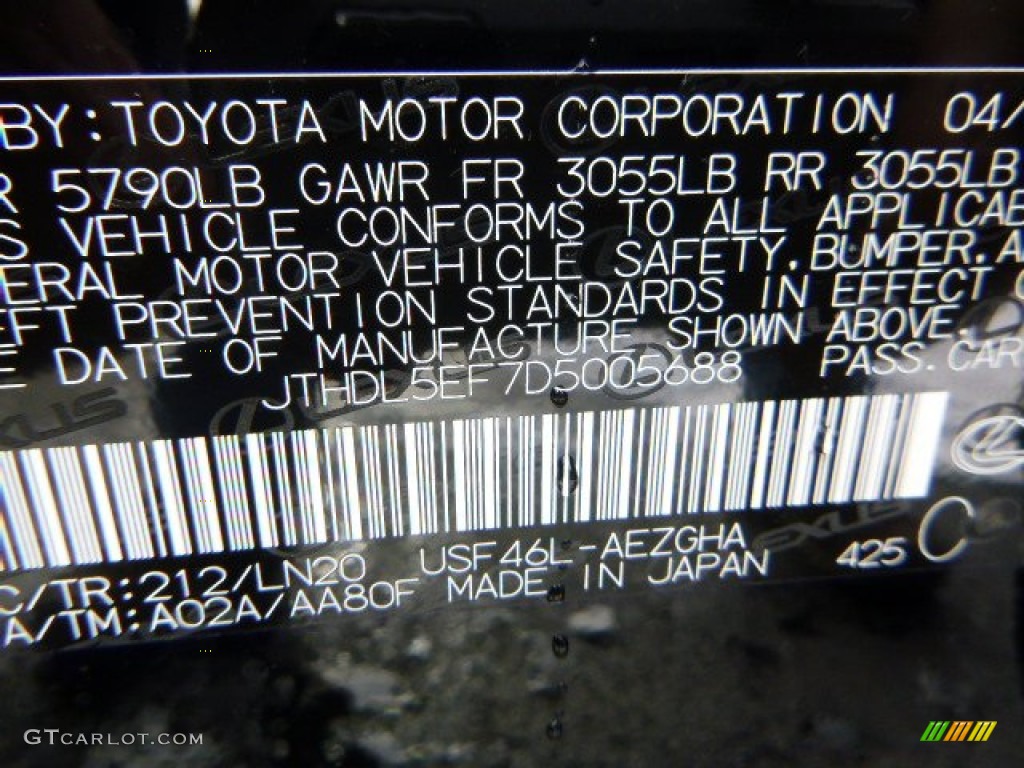 2013 LS Color Code 212 for Obsidian Black Photo #89220277
