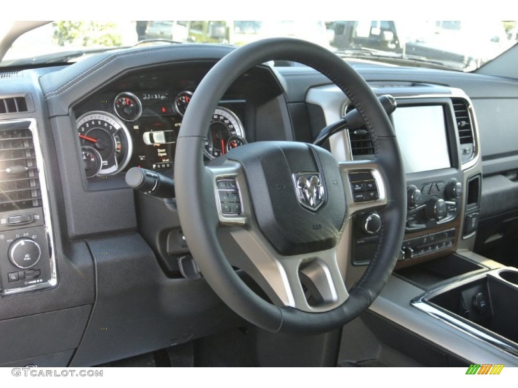 2014 Ram 2500 Laramie Mega Cab 4x4 Black Steering Wheel Photo #89221205