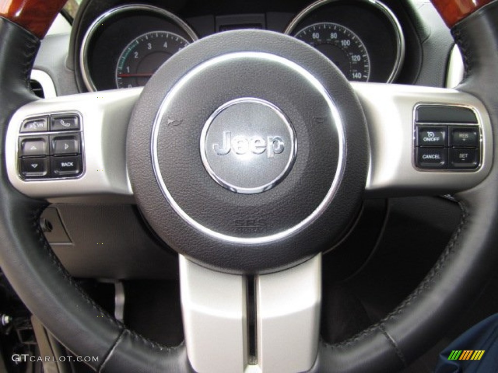 2011 Jeep Grand Cherokee Overland Black Steering Wheel Photo #89227615
