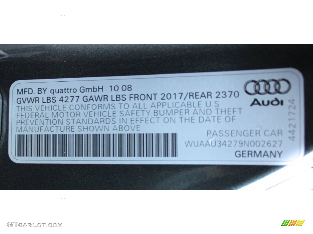 2009 Audi R8 4.2 FSI quattro Info Tag Photos