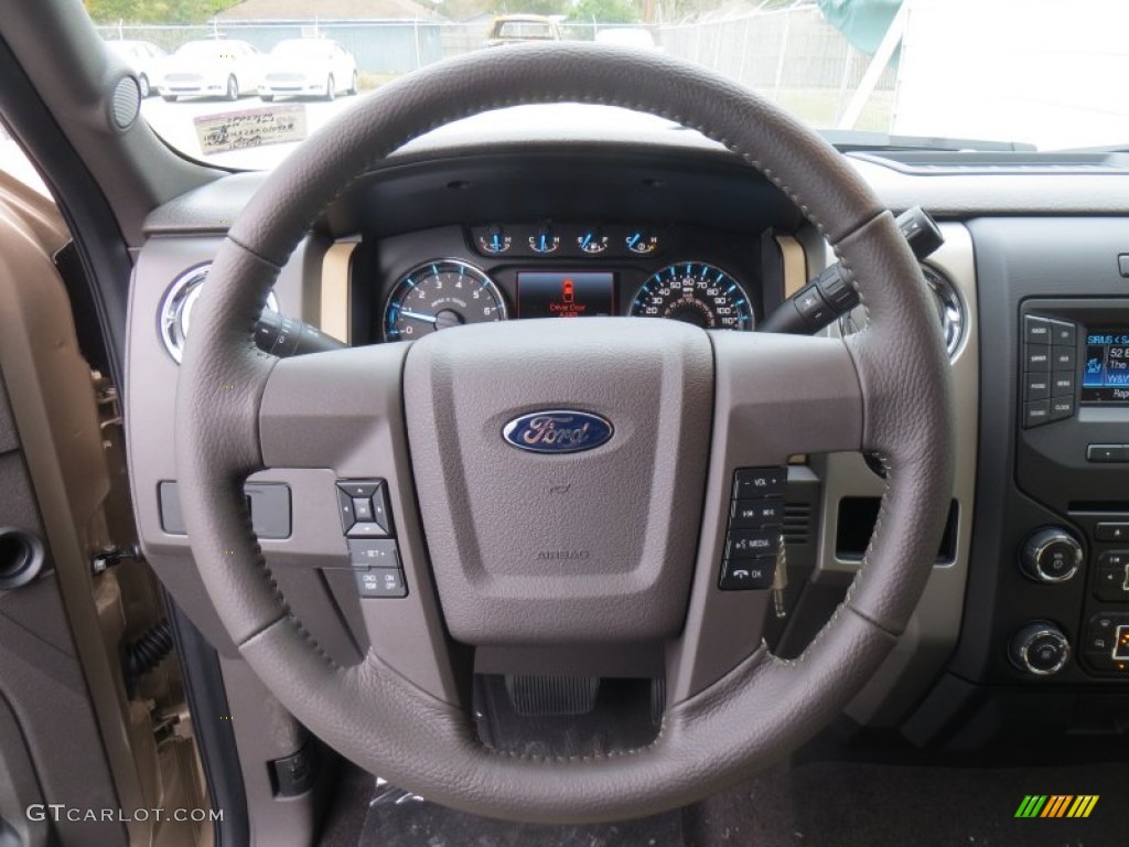 2014 Ford F150 XLT SuperCrew Pale Adobe Steering Wheel Photo #89236983