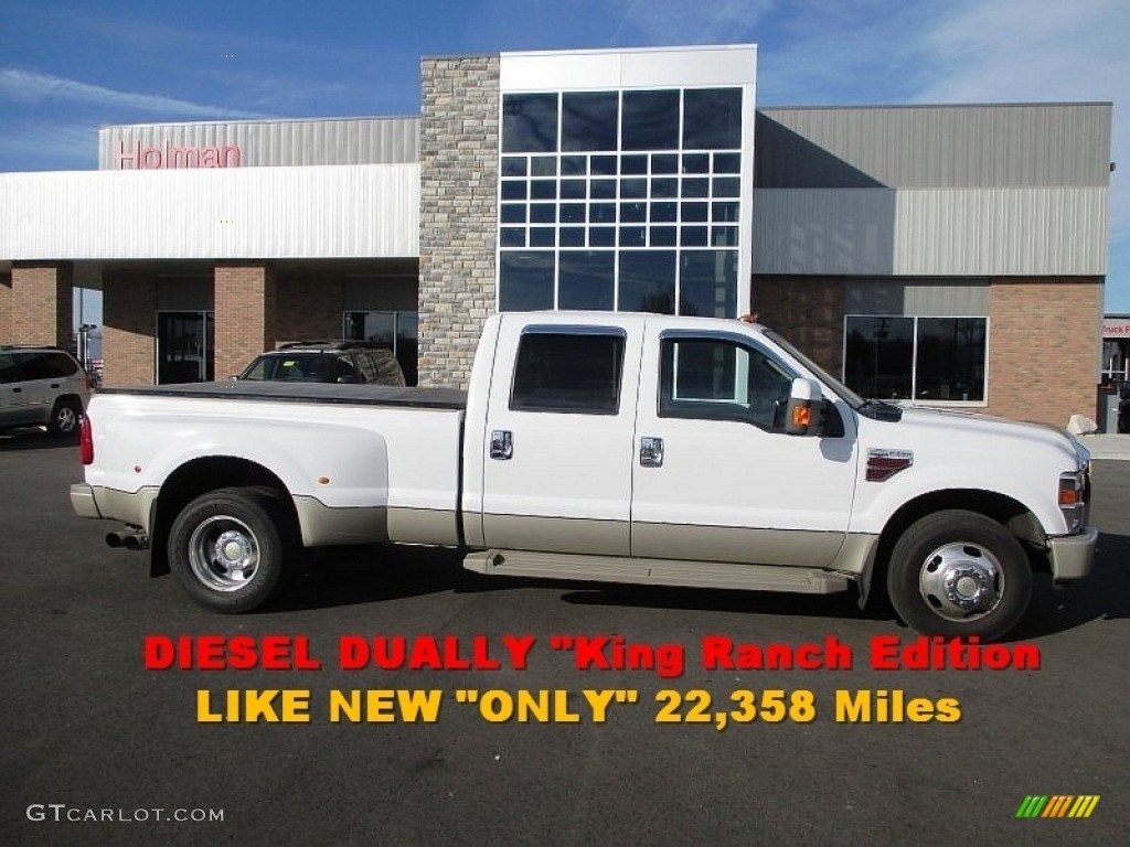 2008 F350 Super Duty King Ranch Crew Cab Dually - Oxford White / Chaparral Brown photo #1