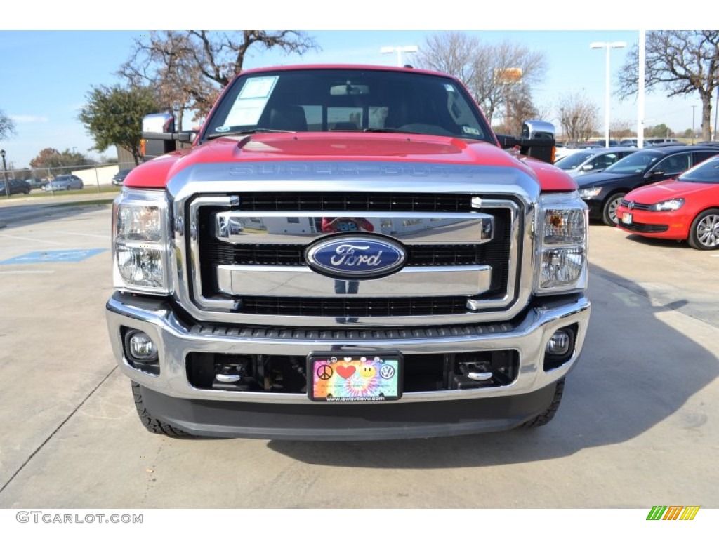 2012 F250 Super Duty Lariat Crew Cab 4x4 - Vermillion Red / Black photo #8