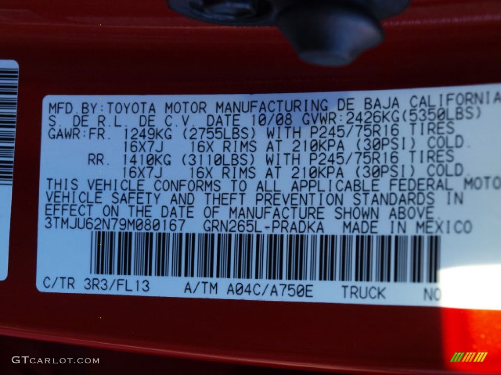 2009 Tacoma V6 PreRunner Double Cab - Barcelona Red Metallic / Graphite Gray photo #17