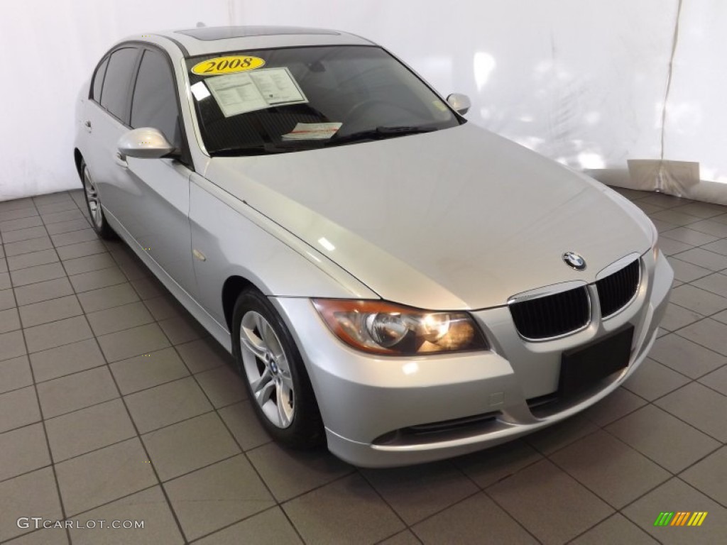 2008 3 Series 328i Sedan - Titanium Silver Metallic / Saddle Brown/Black photo #1