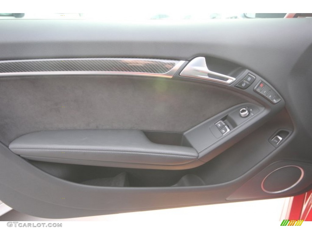 2013 Audi RS 5 4.2 FSI quattro Coupe Black Fine Nappa Leather/Black Alcantara Inserts Door Panel Photo #89257432