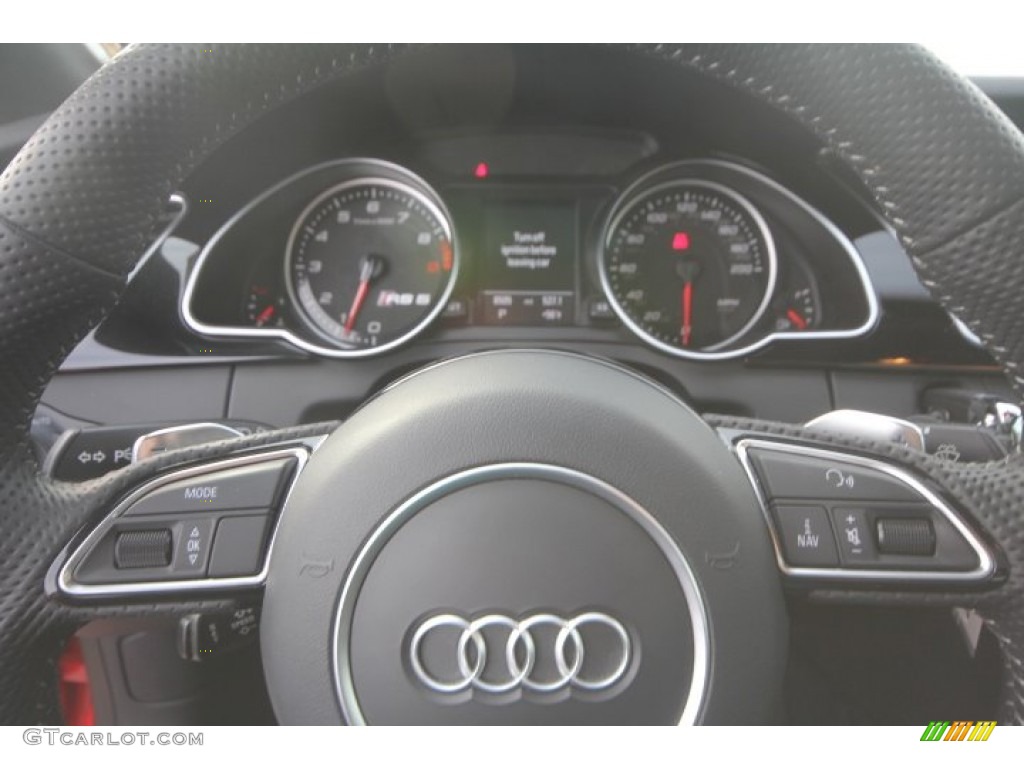 2013 Audi RS 5 4.2 FSI quattro Coupe Black Fine Nappa Leather/Black Alcantara Inserts Steering Wheel Photo #89257801