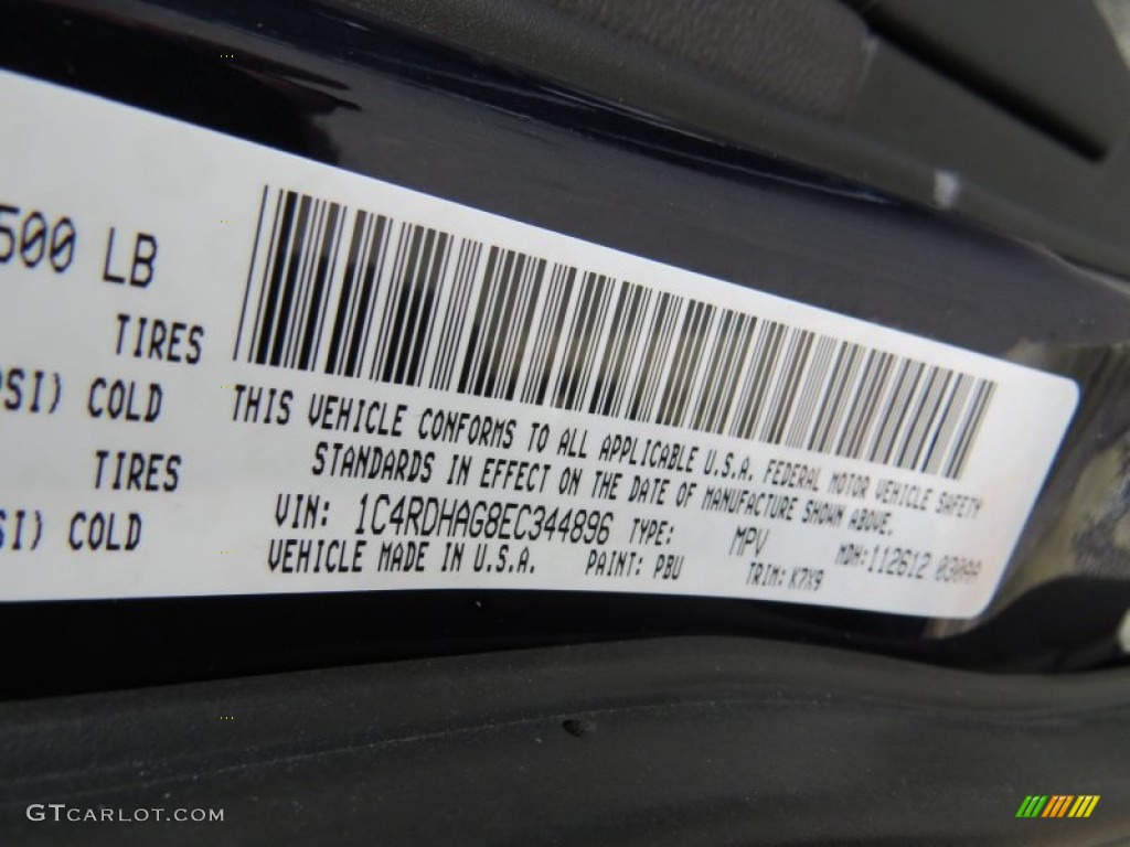 2014 Durango Color Code PBU for True Blue Pearl Photo #89261101