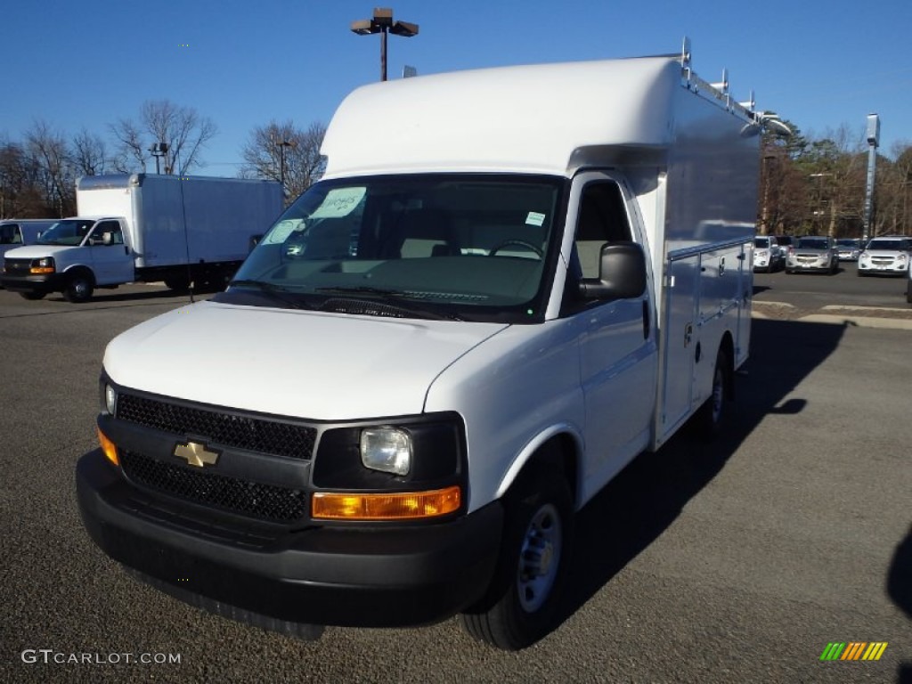 2014 Express Cutaway 3500 Utility Van - Summit White / Medium Pewter photo #1
