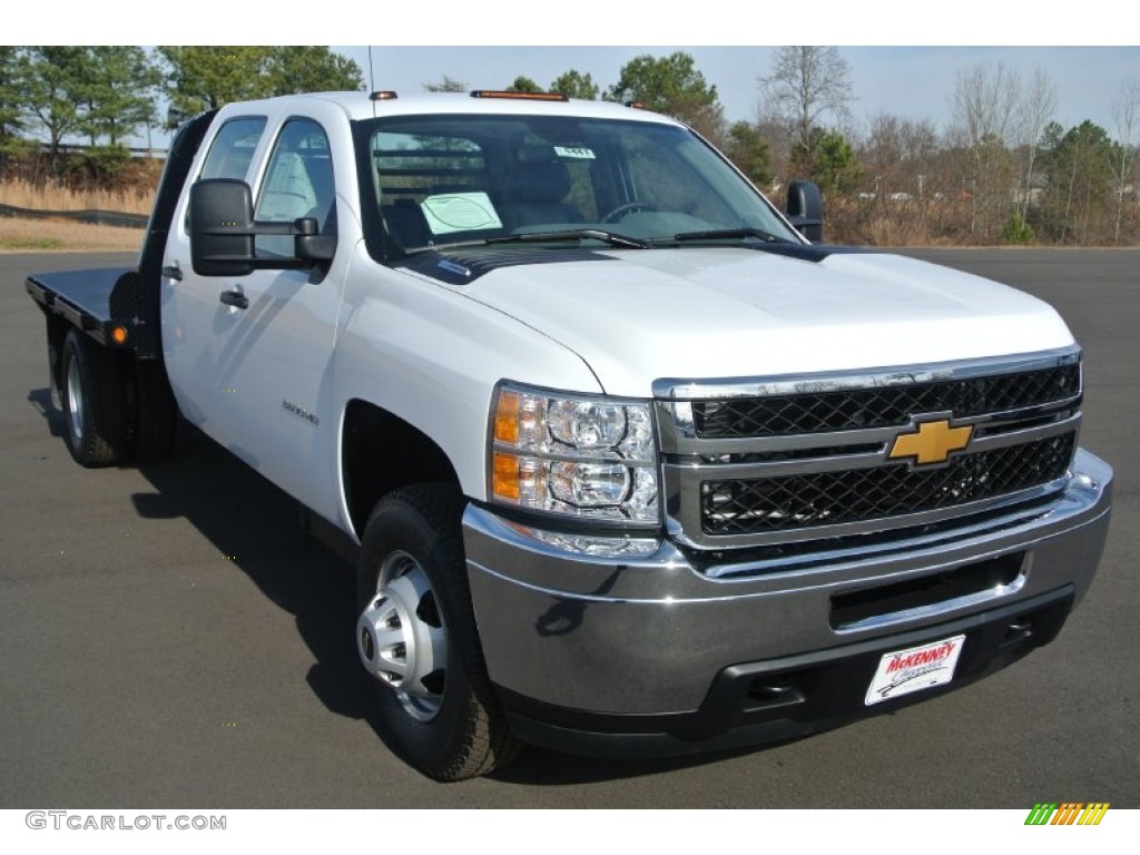 2014 Silverado 3500HD WT Crew Cab 4x4 Chassis - Summit White / Dark Titanium photo #1