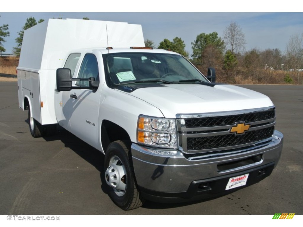 2014 Silverado 3500HD WT Crew Cab Utility Truck - Summit White / Dark Titanium photo #1