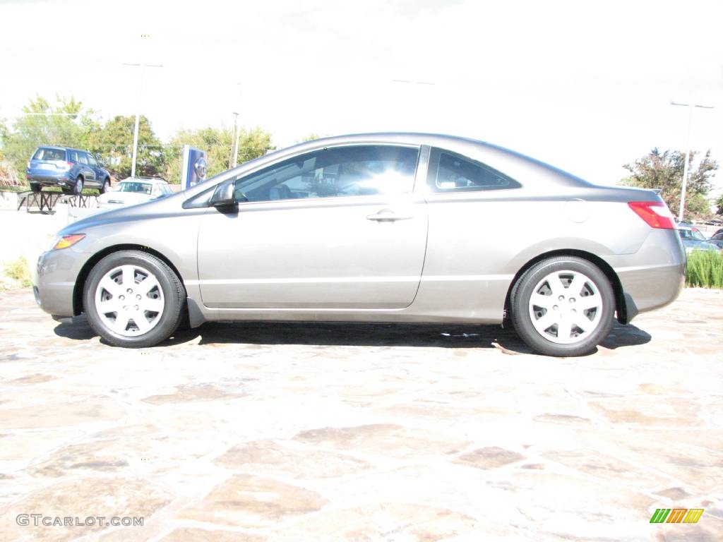2007 Civic LX Coupe - Galaxy Gray Metallic / Gray photo #4