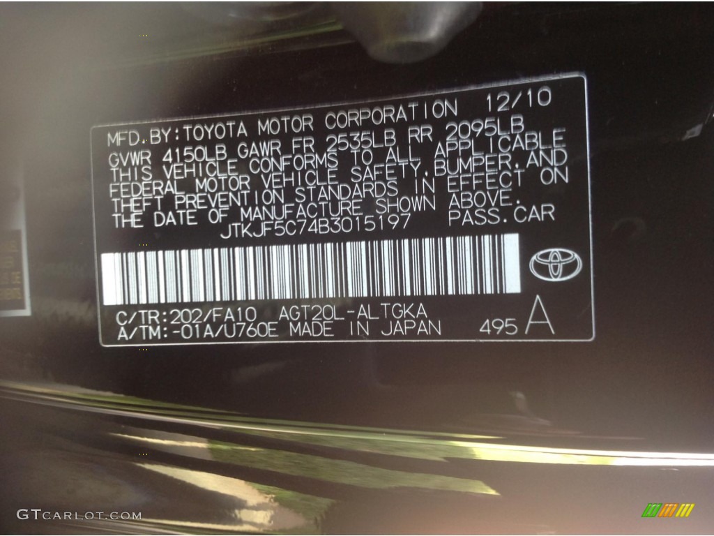 2011 tC Color Code 202 for Black Photo #89274161