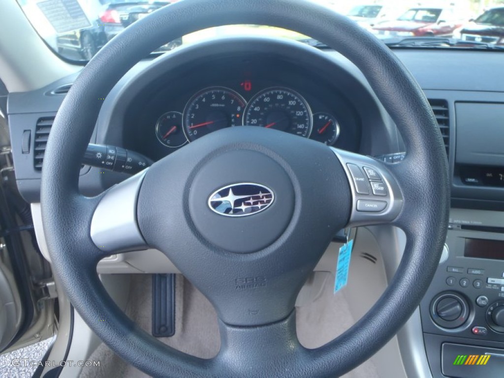 2008 Subaru Outback 2.5i Wagon Warm Ivory Steering Wheel Photo #89276973