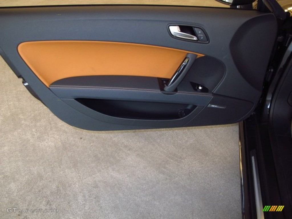 2014 Audi TT S 2.0T quattro Coupe S Madras Brown Baseball-optic Leather Door Panel Photo #89278229